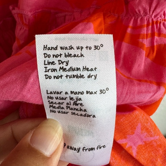 Z + L Bright Floral Made In India Cotton Crochet Detail Dress Size Large - Picture 10 of 11